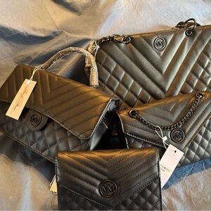 Marilyn Monroe Chic Black Quilted Bag Set